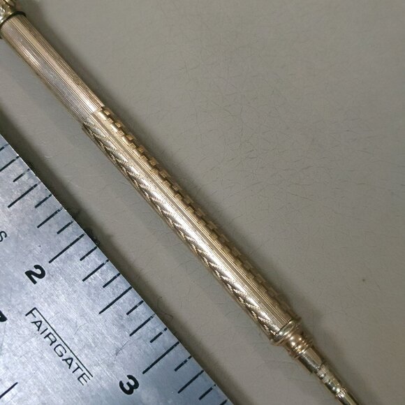 Gold Filled Sliding Propelling Pencil Gold Tone Mechanical Loop Writing Tool - Picture 3 of 10